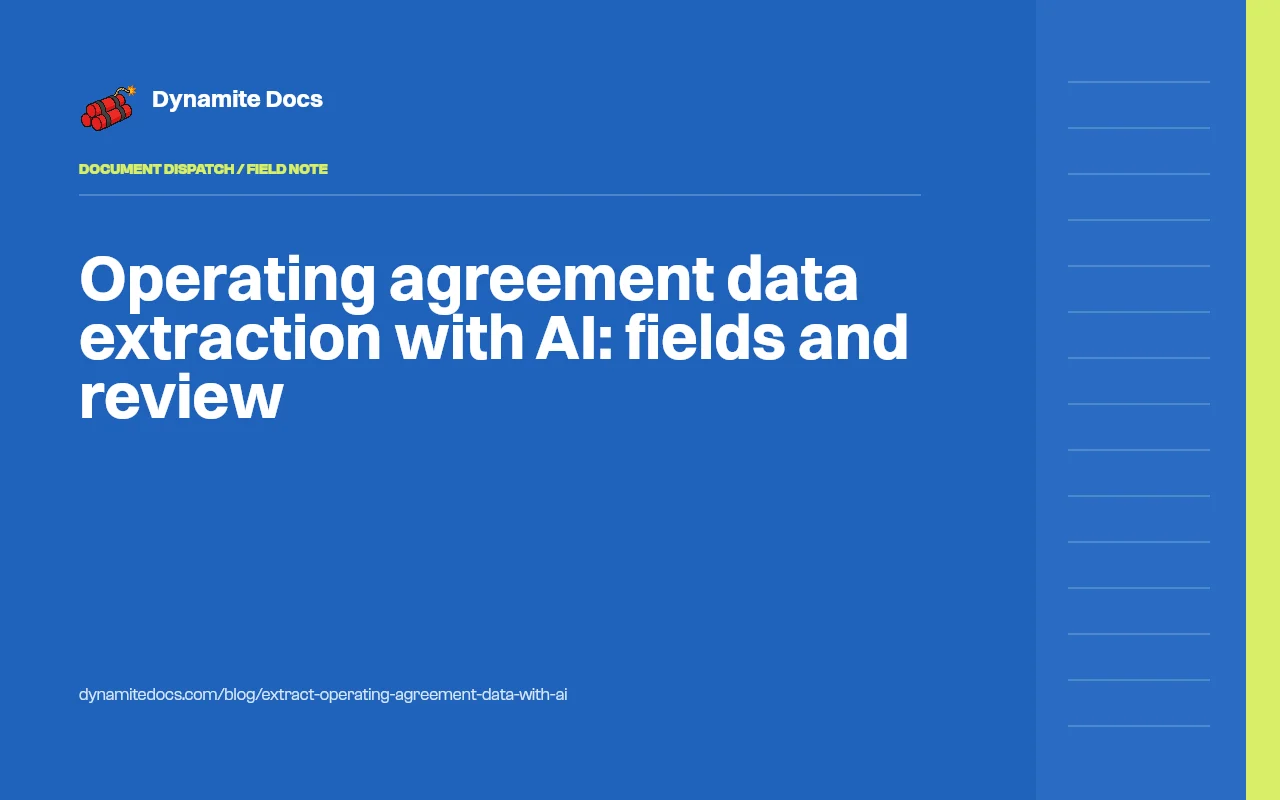 Operating agreement data extraction fields and source review guide