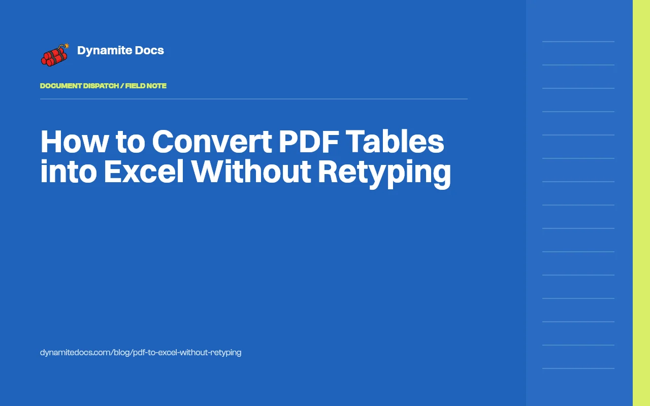 PDF table converted to a spreadsheet in Dynamite Docs with clean column boundaries