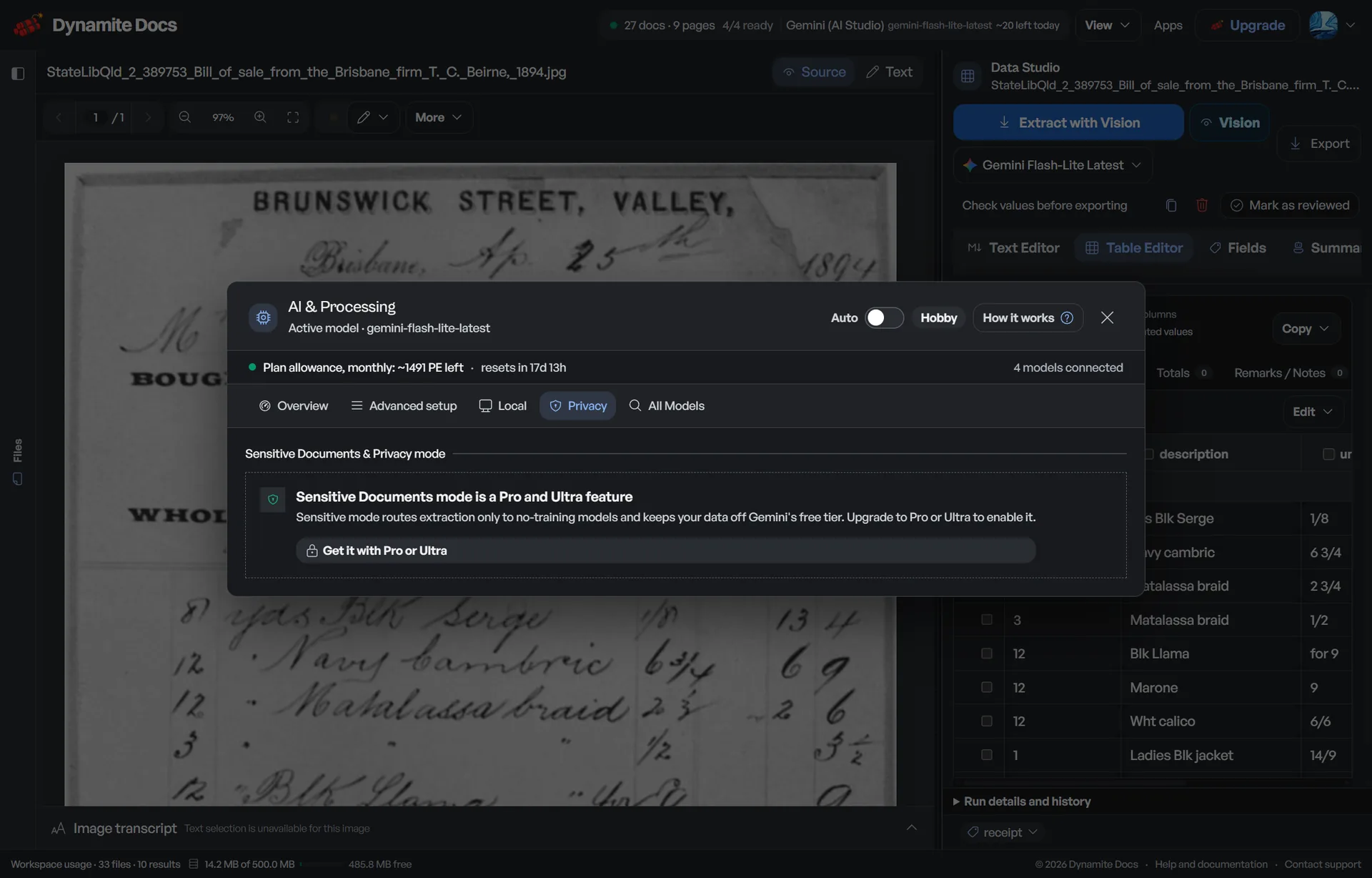 The webhook endpoints panel in Dynamite Docs with delivery status