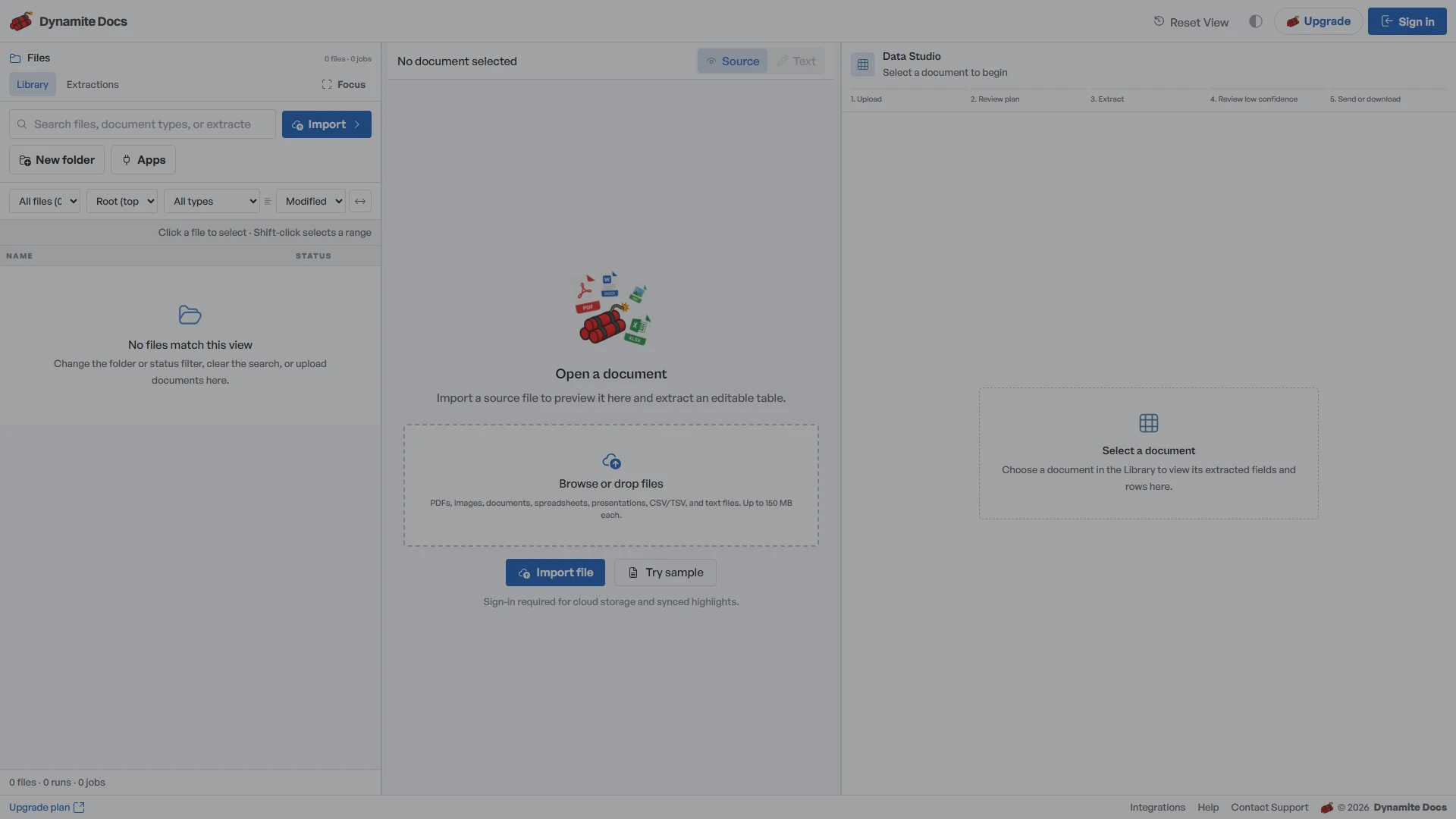 Dynamite Docs file library and review workspace used to organize audit source files